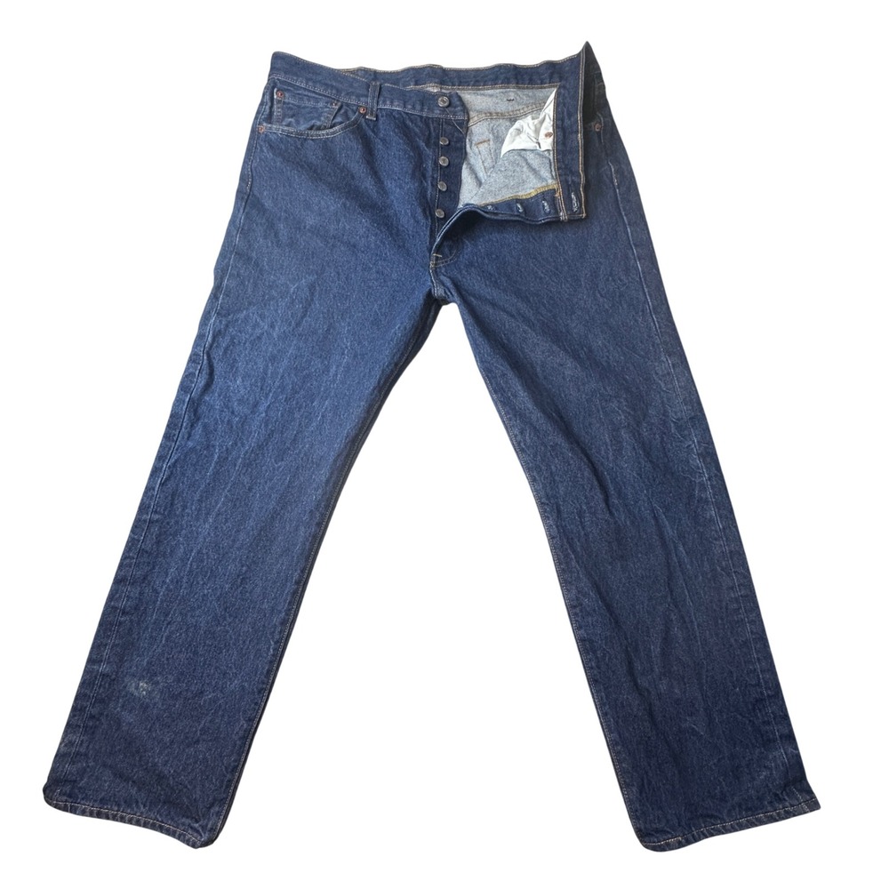 Levi's 501 Jeans Men 40x32 (38x29) Blue Dark Wash Button Fly Straight Leg Denim